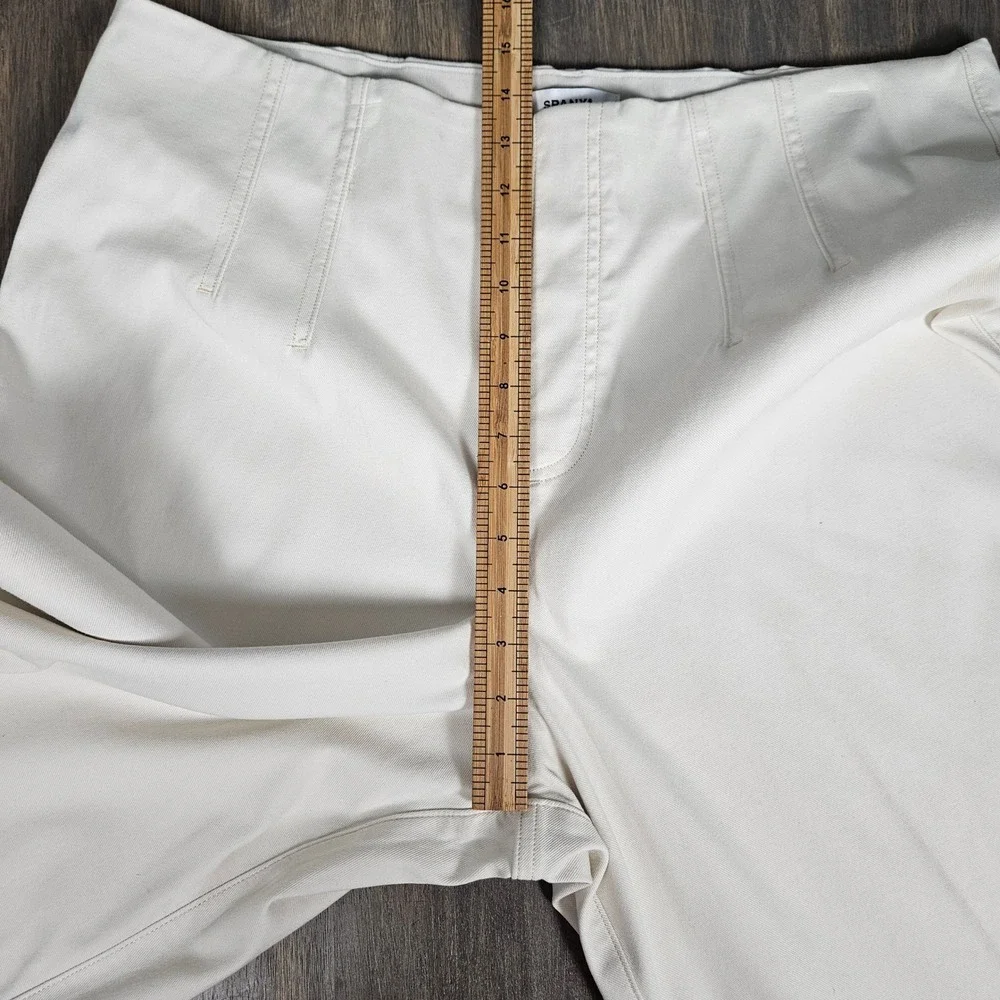 SPANX Womens 1X Pants Pull On Stretch Twill High Rise Cropped Wide Leg Cream